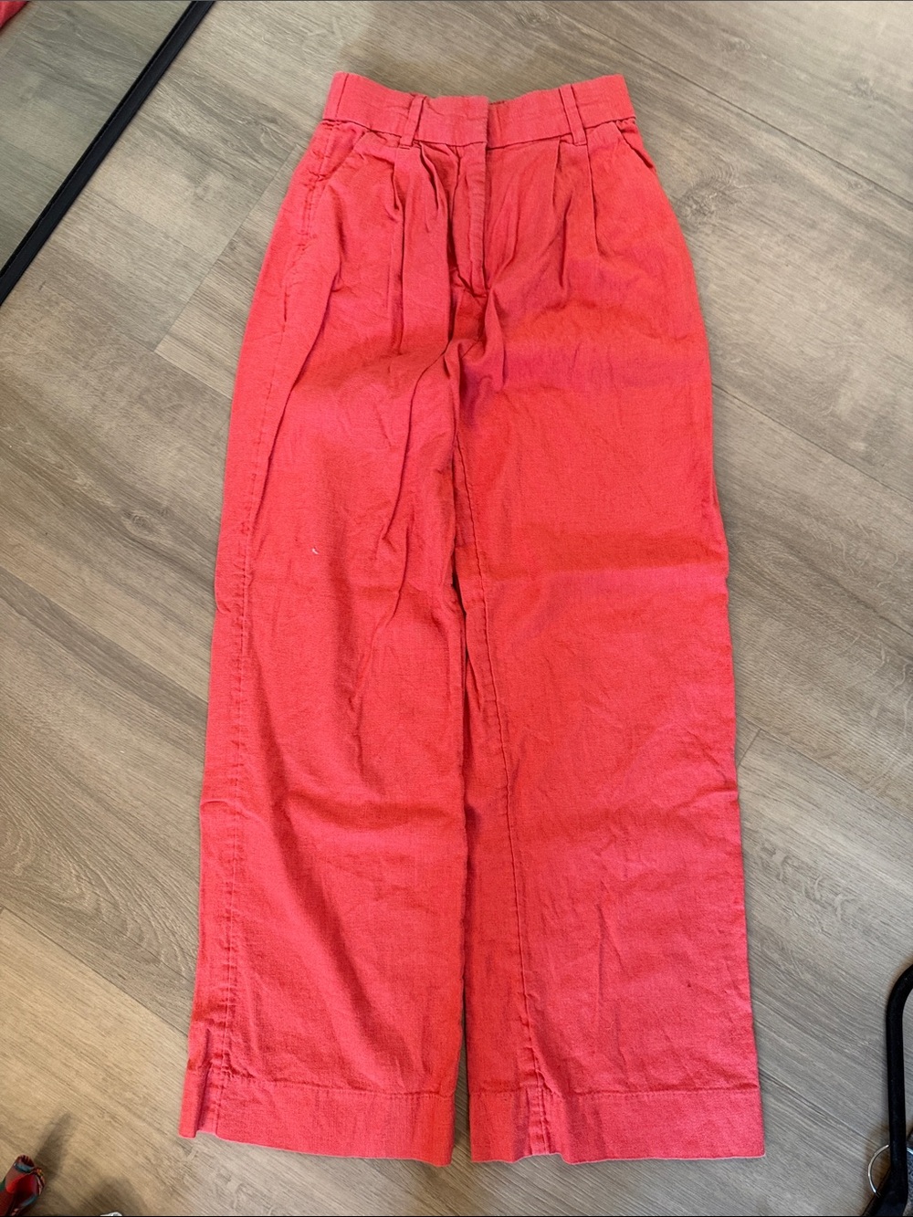Abercrombie & Fitch Wide-Leg Red Linen Pants